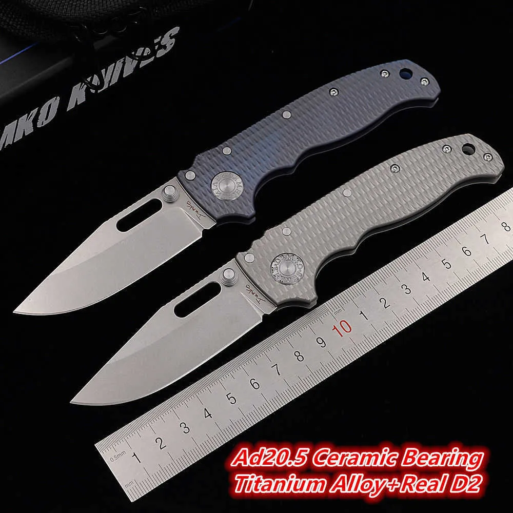 Jufule 2022 AD20.5 Haj keramisk lager titanhandtag D2 Mark AUS10A Foldning Taktisk campingjakt EDC Tool Utility Knife