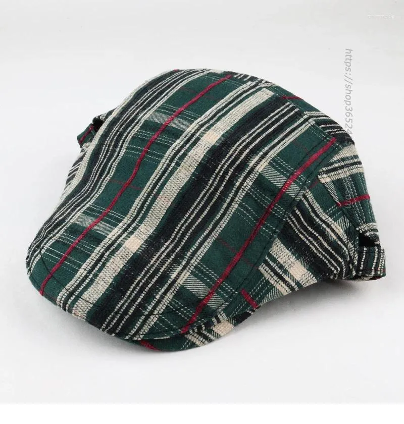 ベレー帽を格子縞の粗い布レトロアドバンスハットレディースフォーシーズンズハットファッションオールマッチベレー旅行サンシェード