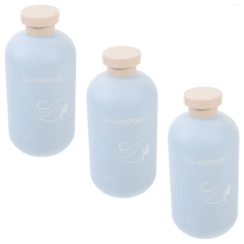 Liquid Soap Dispenser 3 Pcs Plastic Shampoo Bottles Lids Shower Gel Empty Lotion Refillable Travel