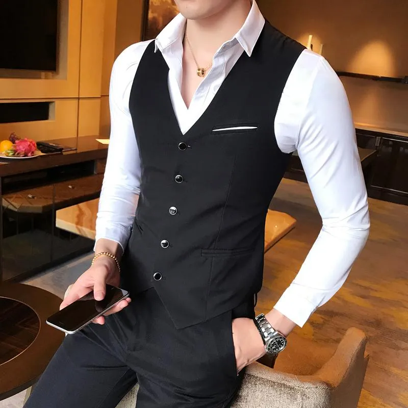 Coletes masculinos de qualidade de qualidade casual designer de moda slim masculino clássico de cor sólida de cor única traje asiático m-5xlmen