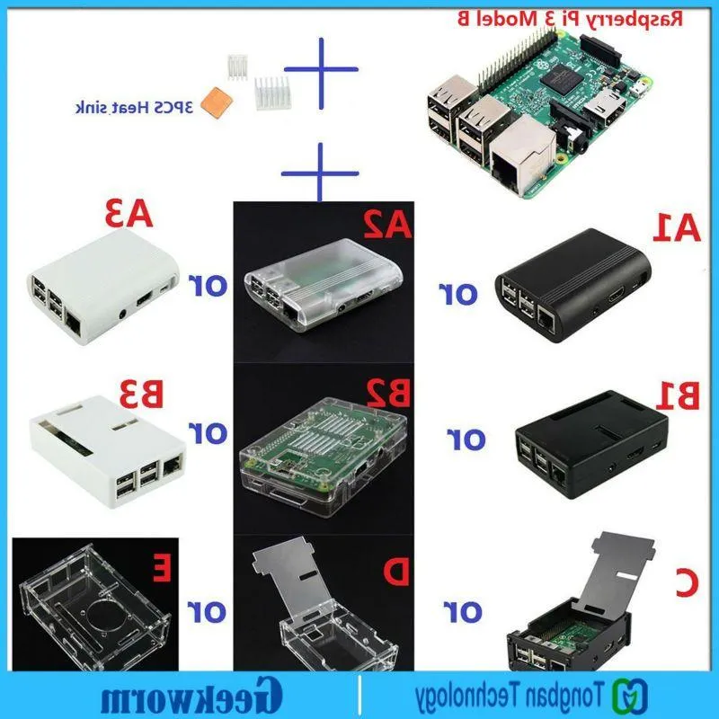 Бесплатная доставка, оригинальный Raspberry Pi 3, модель B, 1 ГБ, BCM2837, 64-битный четырехъядерный процессор, 12 ГГц, с Wi-Fi, Bluetooth, корпус из АБС-пластика, комплекты радиаторов из 3 предметов Bqtol