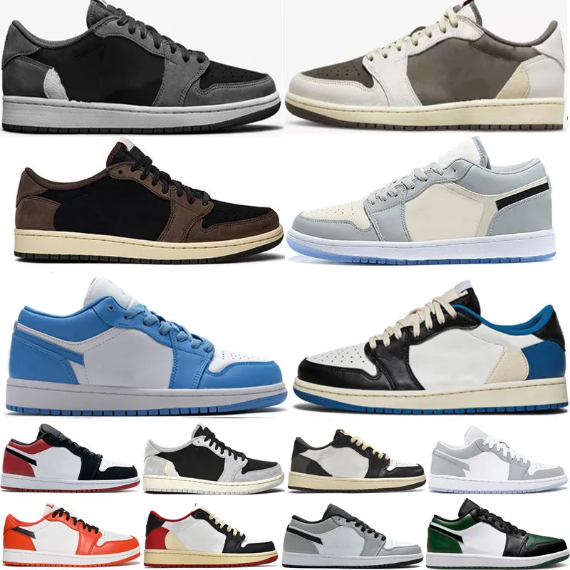 Jumpman 1 OG 1s Basketbalschoenen voor heren Low Cut Reverse Mocha Panda Chicago Fragment shattered Backboard UNC Blue Jack Bred Toe Smoke Grey Shadow Sportschoenen voor dames