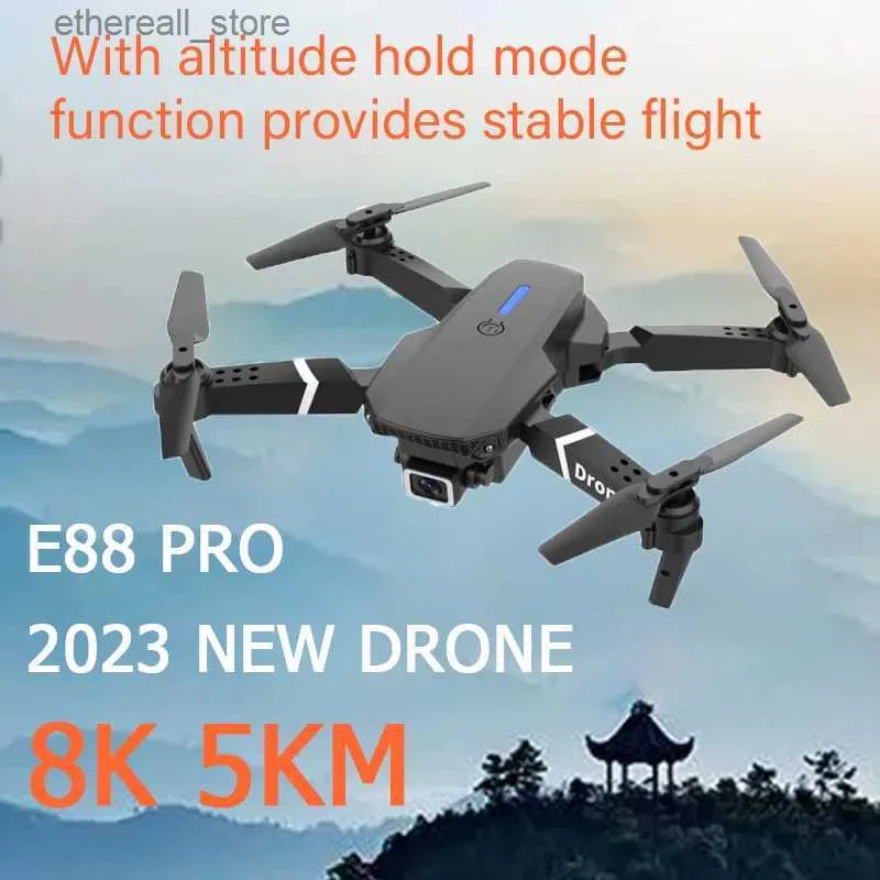 Droni PYLV E88 Pro Drone Quadcopter grandangolare WIFI FPV Fotocamera HD 5G Fotografia Modalità di attesa in altezza Braccio pieghevole Mini RC Giocattolo per BAMBINI Regalo Q231108