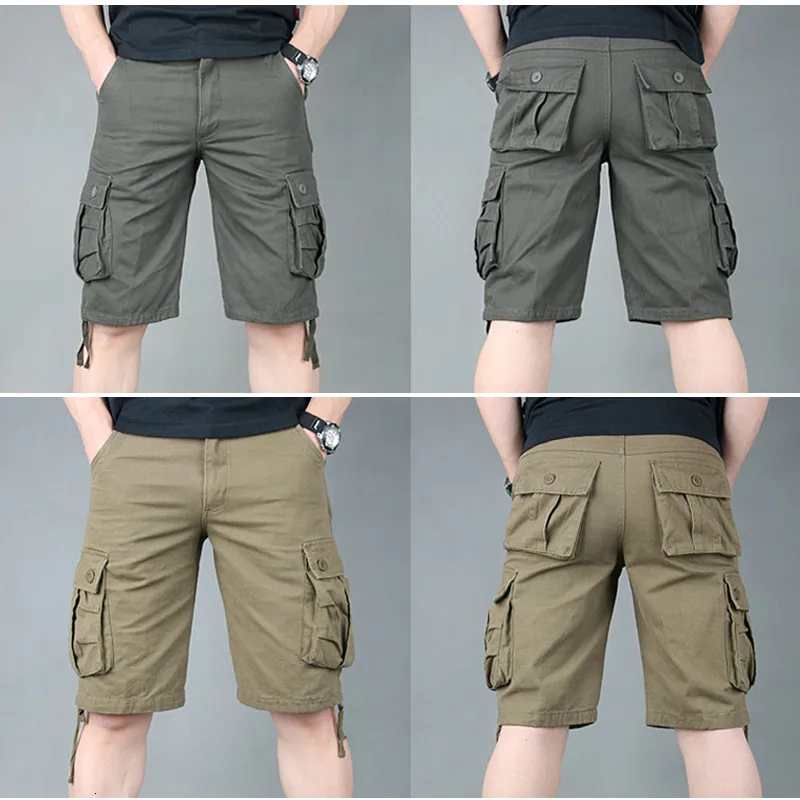 Shorts pour hommes shorts décontractés pour hommes été en plein air coton genou longue poche pantalon de plage cargo taille ample pantalons pour hommes 230408