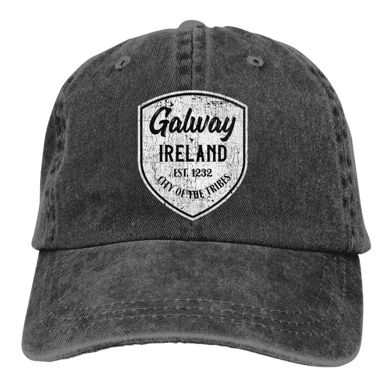 Baskenmützen Galway Irland Eire Geschenk Distressed Irish Souvenir Baseballmütze Cowboyhut Spitzen Bebop Hüte Männer und Frauen
