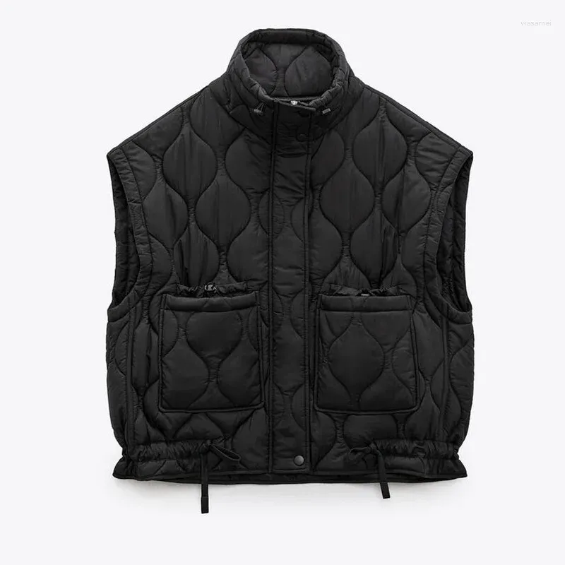 Gilets pour femmes Printemps Mode Noir Léger Sans Manches Coton Manteau D'hiver Femmes Gilet Slim Dos Tendance Débardeur Temps Limité