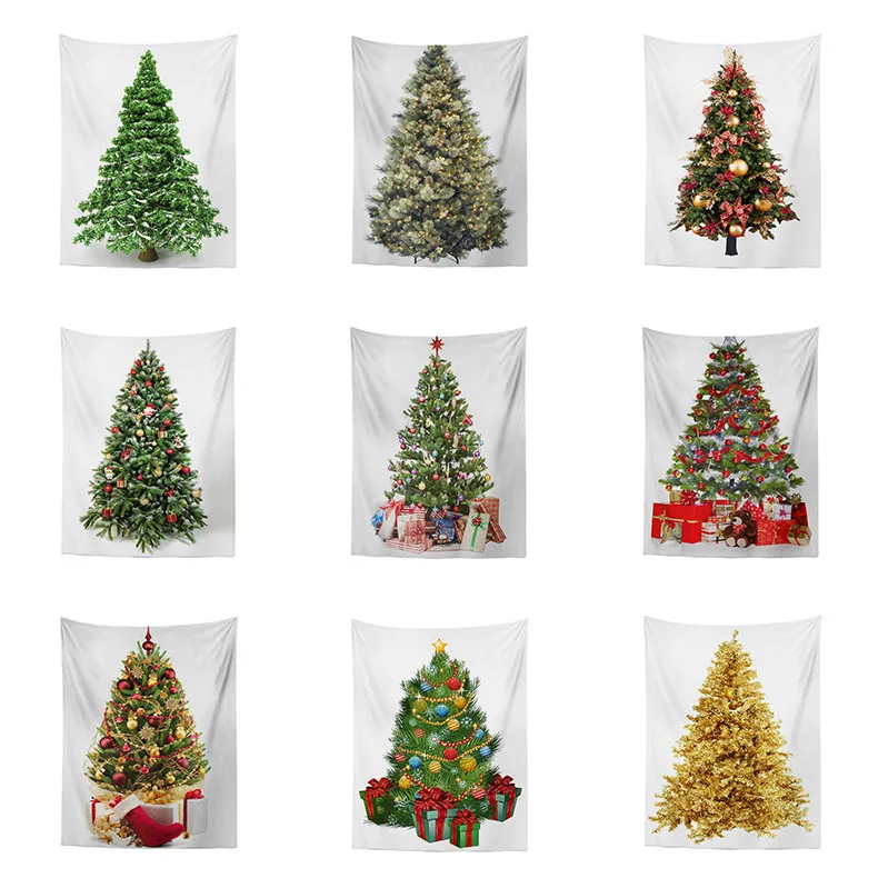 Painted Flat Print Christmas Tree Blanket Background Cloth Hanging Cloth Christmas Holiday Home Decoration Wall Cloth