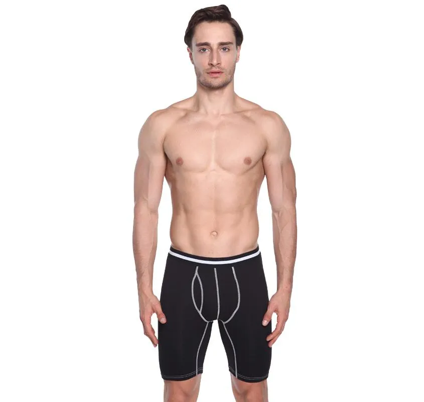 Caleçon 4 pièces/lot Muscle hommes caleçon boxeur grande taille longue pleine coton culotte de course ouverte avant pour homme