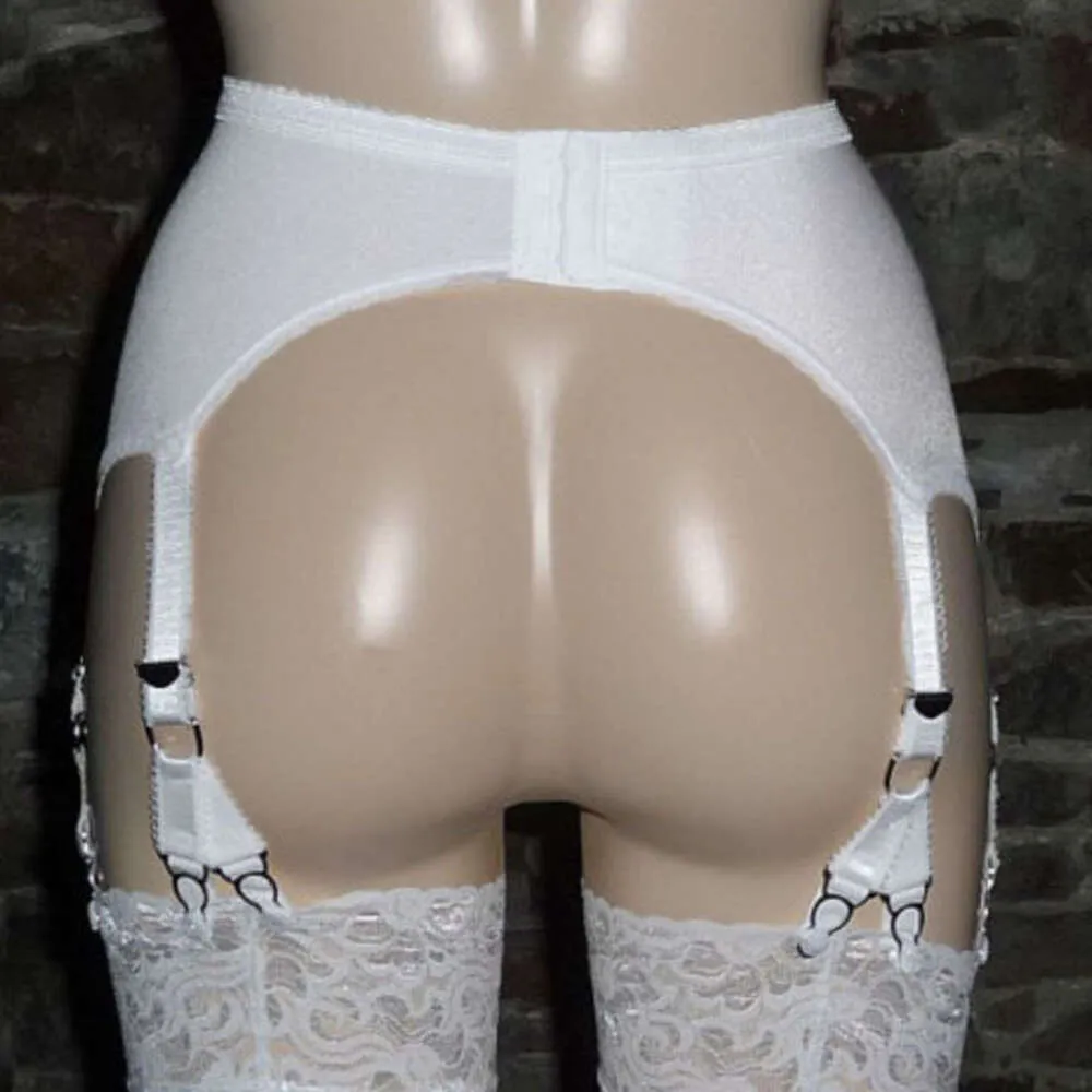 white garter belt and thigh highs White Sheer Wide Band Top Thigh Highs main image 1