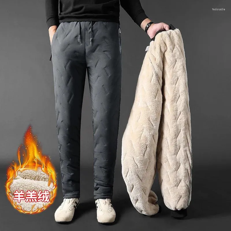 Calças masculinas outono inverno oversized solto casual adicionar veludo quente grosso moletom masculino cintura elástica moda all-match hombre