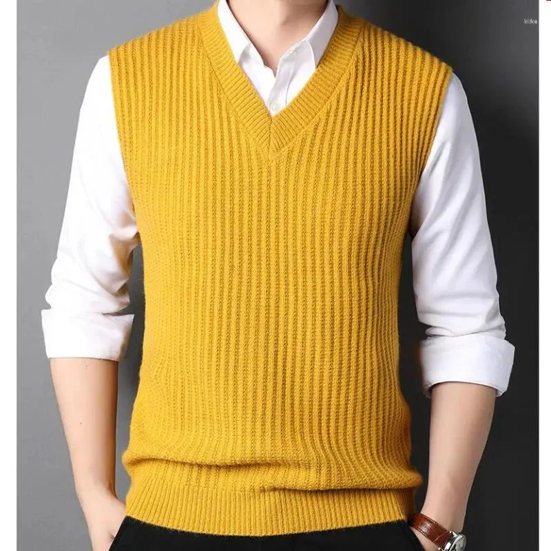 Men's Vests 2023 Sweater Vest Men Plus Size S-4XL Spring Autumn Oversize Mens Solid Simple All-match V-neck Couples Retro Khaki Soft