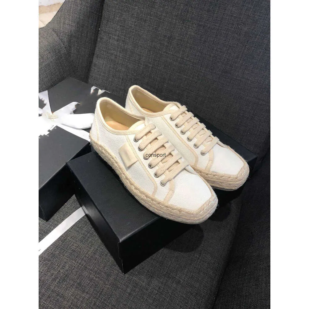 Designer 7A 2023 Nieuwe Casual Mode Channellies Sneakers Dames Luxe Vintage Casual Canvas Schoenen Stro Geweven Vissersschoenen Nieuwe Trainers Klassieke Sneaker Ccity