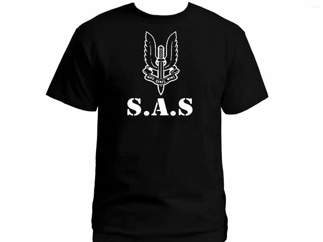 Herr t-skjortor Storbritannien brittiska luft specialstyrkor sas stora emblem arméns svarta militära t-shirt