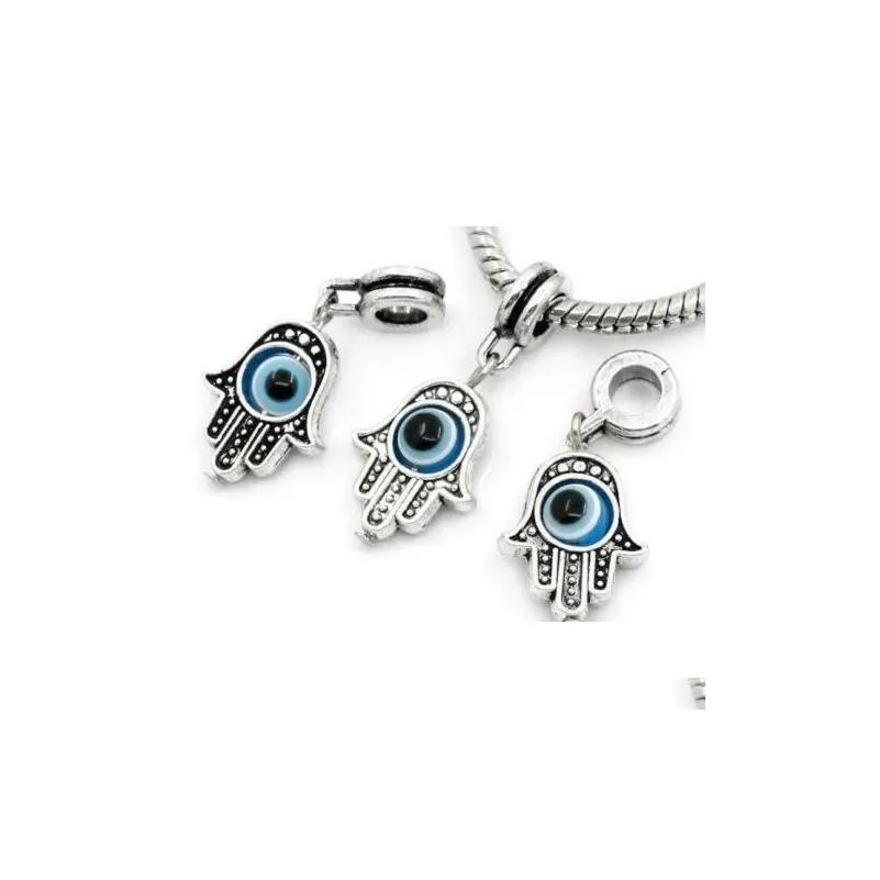 チャーム100pcs/lot hand Evil Eye Charms Big Hole Beads Dangle for Jewelry Making drop Delivery Jewelry Findin dhgarden dhruk