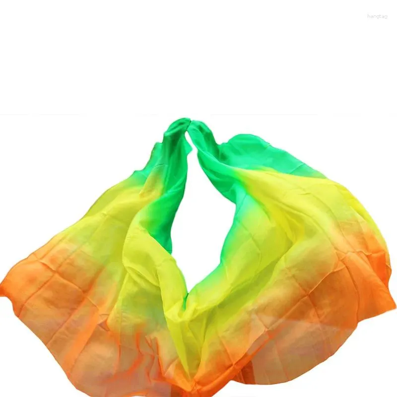 Stage Wear Customized Real Silk Belly Dance Veil 200/250/300cm Hand Dyed Gradient Color Accessories 5 Sizes