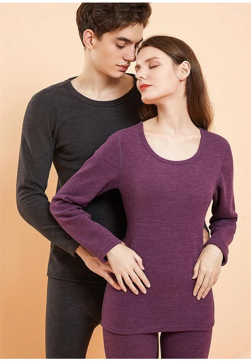 Ropa interior térmica para hombre, conjunto cálido para mujer, además de forro polar grueso con calefacción de cordero para hombre y con ropa interior larga para traje