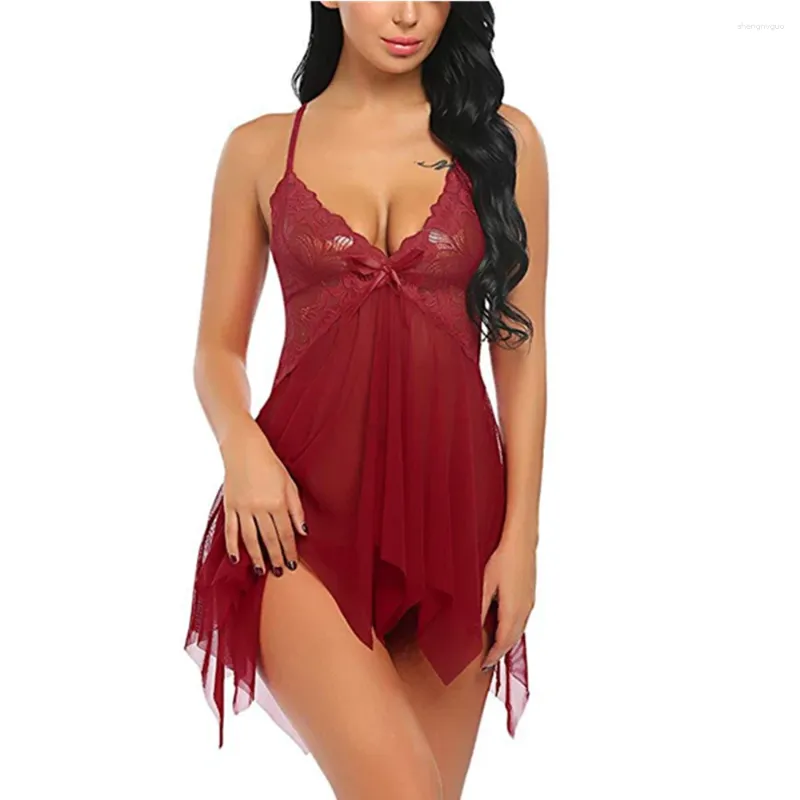 Vêtements de nuit pour femmes Lingerie sexy Transparent ouvert maille chemises de nuit une pièce robe slip boîte de nuit femmes sous-vêtements nuisettes pyjamas