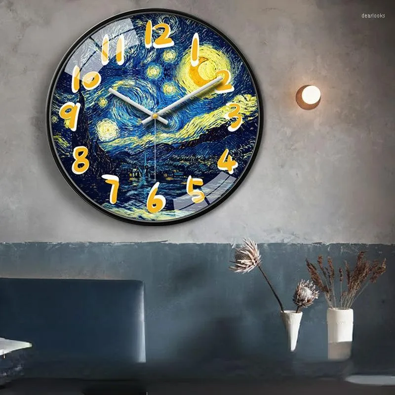 Zegary ścienne Streszczenie malarstwa Zegar Kreatywny salon domowy wiszący nowoczesna sypialnia cicha sztuka