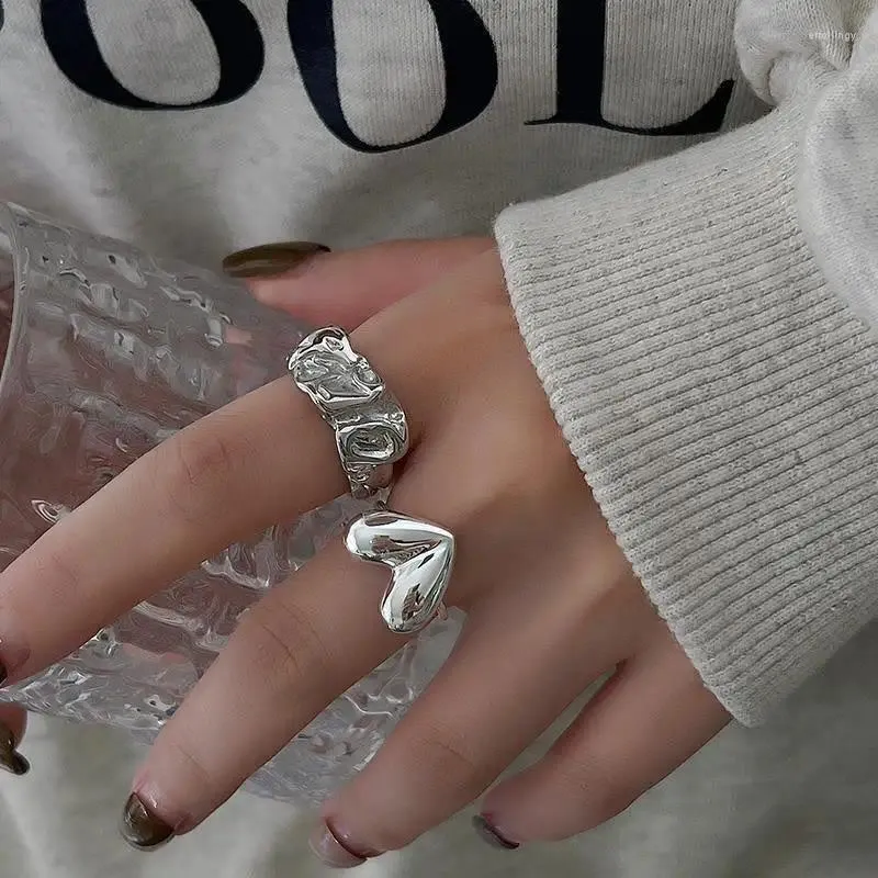 Кольца кластера, регулируемый размер, кольцо на палец в виде сердца для женщин и девочек, вечерние украшения в стиле панк, хип-хоп, подарки, аксессуары Jz837