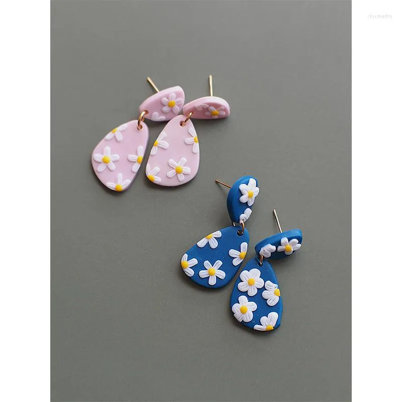 Stud Earrings Trendy Cute Bright Color Irregular Flora Handmade Polymer Clay Pattern Dangle Sets For Elegant Women Jewelry 2023