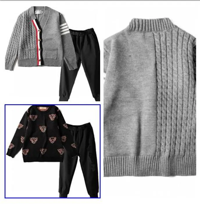 2023 primavera e outono novo designer de moda suéteres infantis, malhas, calças, roupas infantis casuais, tamanhos elegantes 100-150