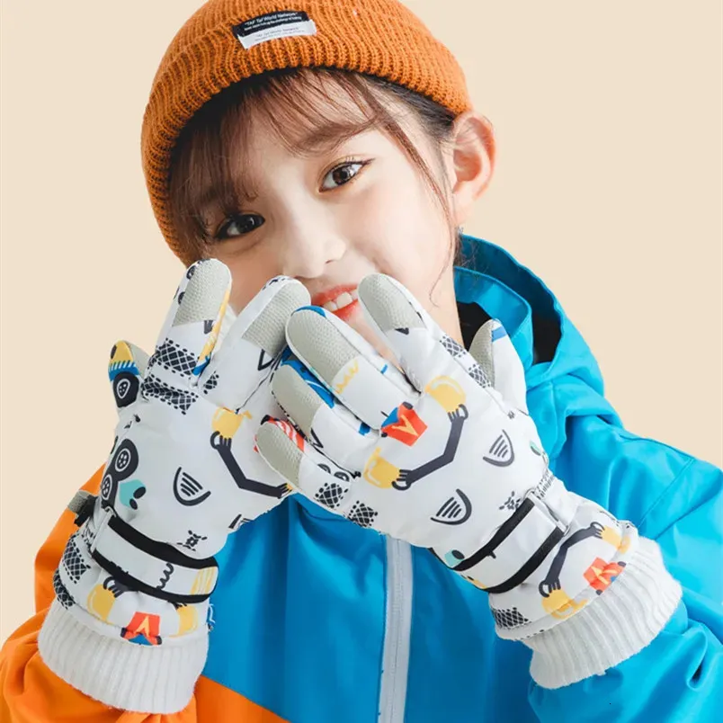 Caps Hüte 6-12 Jahre Winter Warme Snowboard Ski Handschuhe Kinder Schnee Wasserdichte Kinder Finger Skifahren Atmungsaktive Handschuhe Für Mädchen Jungen Größe S-L 231108