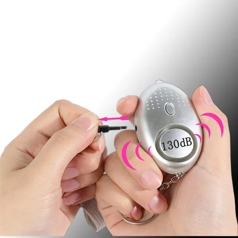 130db Egg Shape Self Defense Alarm Keychain Pendant Personalize Flashlight Personal Safty Key Chain Charm Car Keyring