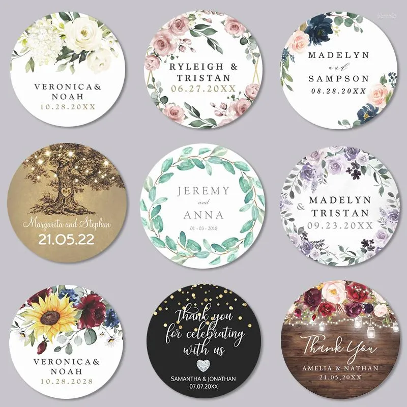 Party Decoration Personalized Customized Wedding Sticker Waterproof Round Circle Gift Labels Thank You Stickers For Bridal Shower Favors