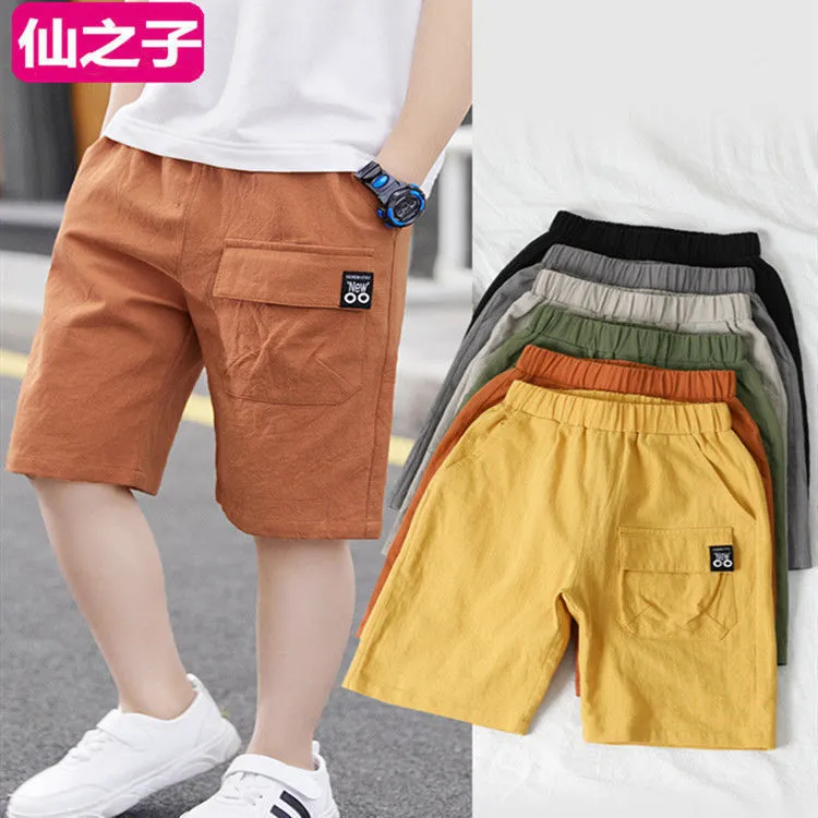 Barns sommar tunna fasta färg sport shorts casual mode fem kvarter byxor