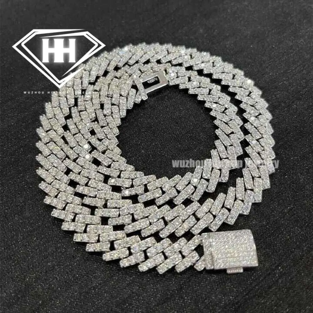 Gioielli Hiphop Vendita calda Link 8Mm S Sier 1 fila D Colore Moissanite Collana cubana per uomo