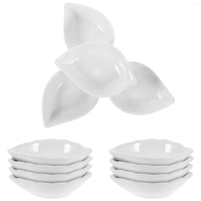 Plates 14pcs Leaf -shaped Dipping Bowls Multipurpose Ceramic Sauce Dish Seasoning Bowl