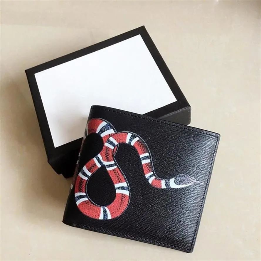 High quality man genuine leather Wallet card wallets Holders men animal Short clutch black snake Tiger bee purses Women Long Style219B