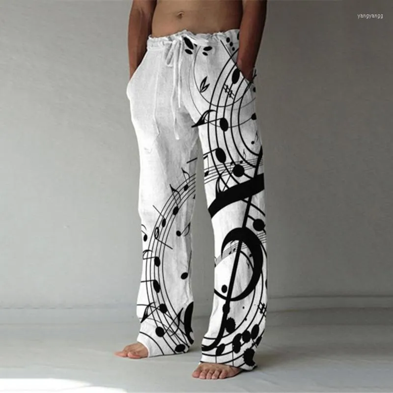 Men's Pants Men's Trousers Summer Elastic Drawstring Design Front Pocket Straight Leg Graphic Prints Musical Instrument Comfort Soft