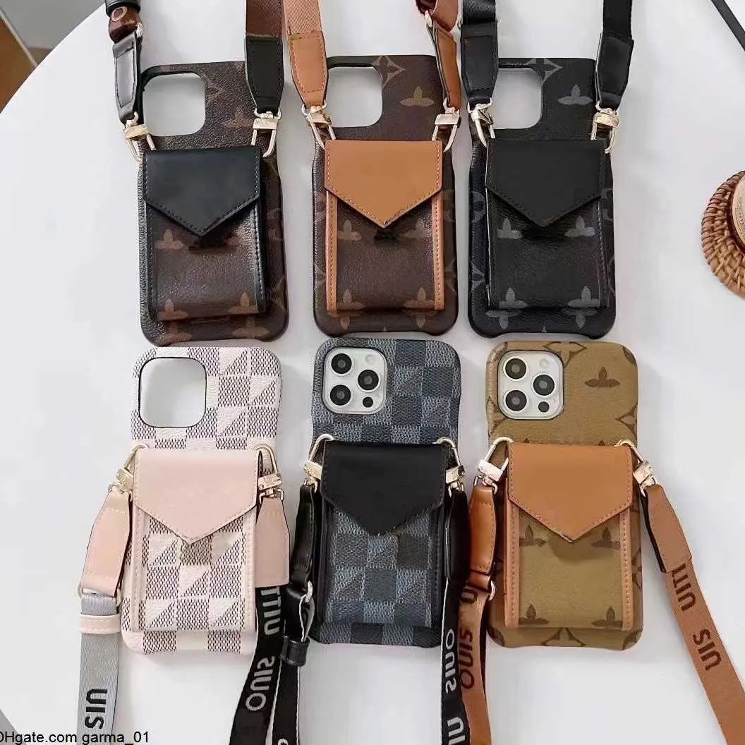 iPhone 15 Designer 14 Pro Max Telefonfodral Luxury Crossbody Purse HI Quality 18 17 16 15Pro 14pro 13pro 12pro 13 12 11 X Xs 7 8 Plus Cover With Box Drop Shippings Support