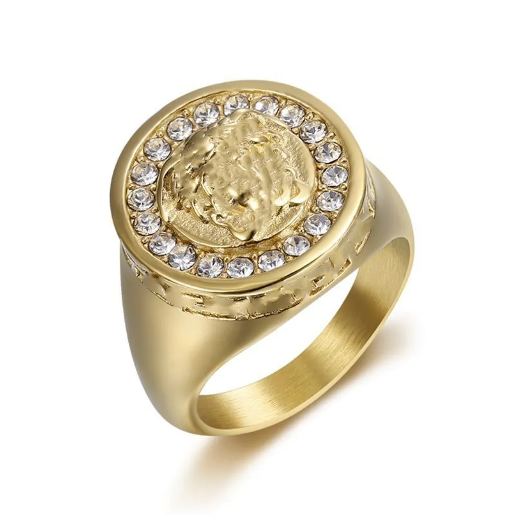 Brand Designer rings Medusa Fan family / F family French diamond promise rings for couples Titanium steel ring for men and women birthstone rings