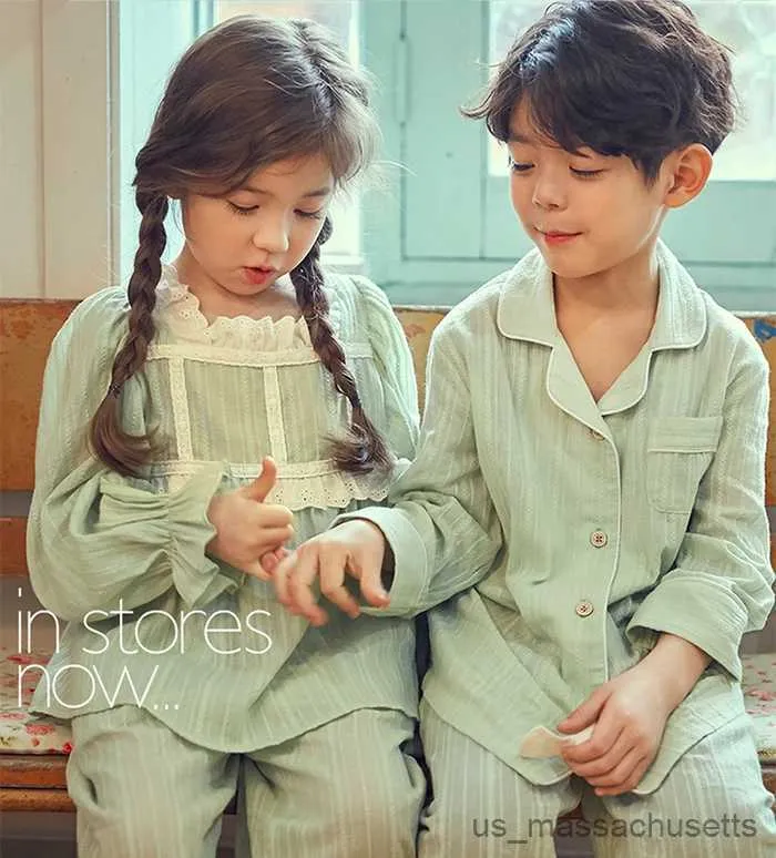 Pyjamas Ensembles de pyjama en coton jacquard pour garçon et fille mignonne. Ensemble de pyjama en dentelle princesse pour enfants en bas âge. Vêtements de détente. Vêtements pour enfants R231108