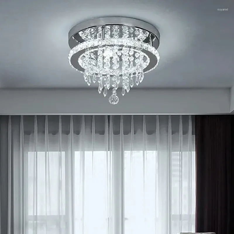 Taklampor Modern Crystal Chandelier LED Flush Mount Light Fixtures för matsal Badrum Badrum Living Hall