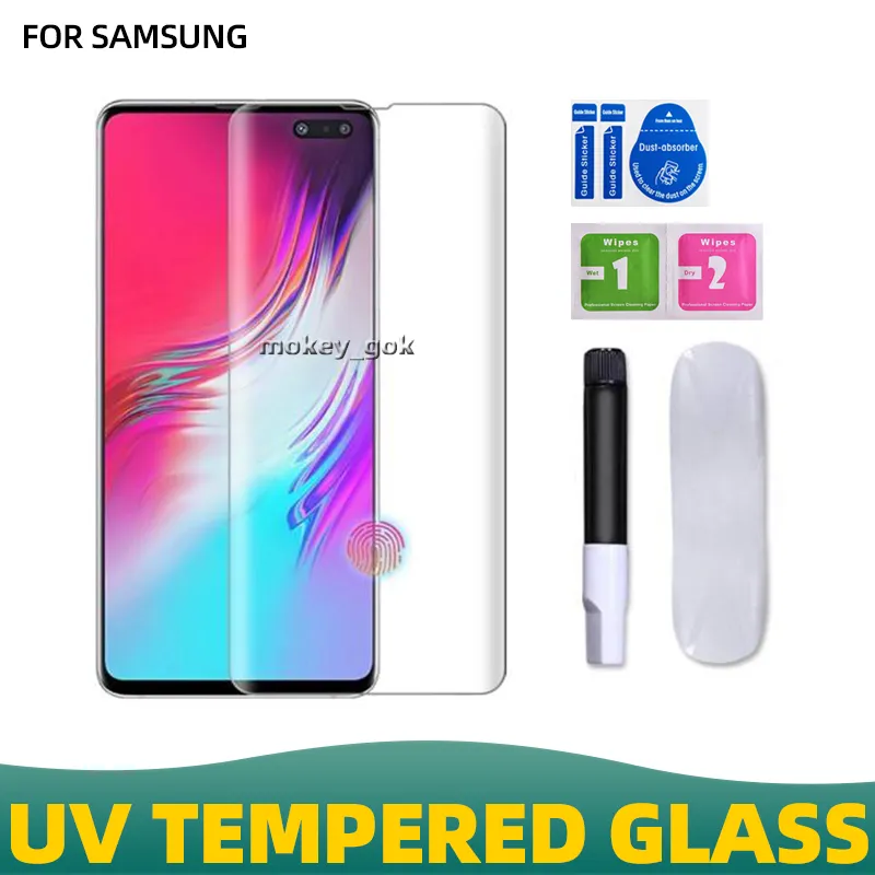 3d Uv Liquid Full Glue Vetro temperato per Samsung S23 S22 S21s20 S10 S9 Note20 Colla proteggi schermo per S7 Edge S8 S9 Plus Ultra