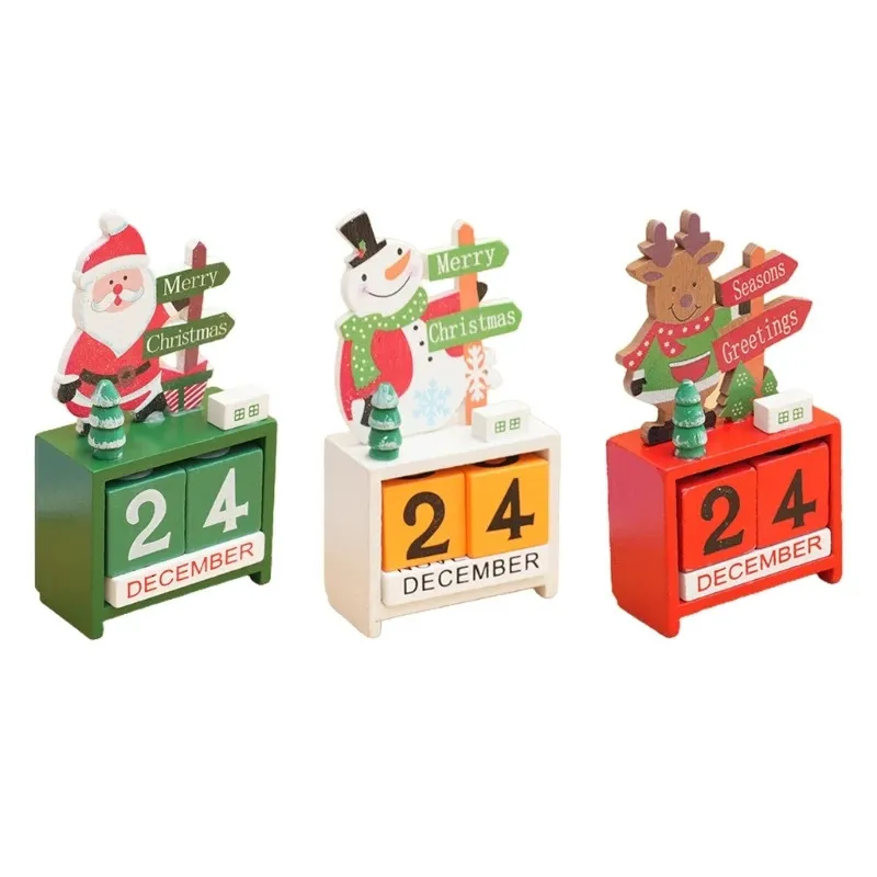 2024 Wooden Christmas Table Countdown Desktop Calendar Creative Desktop