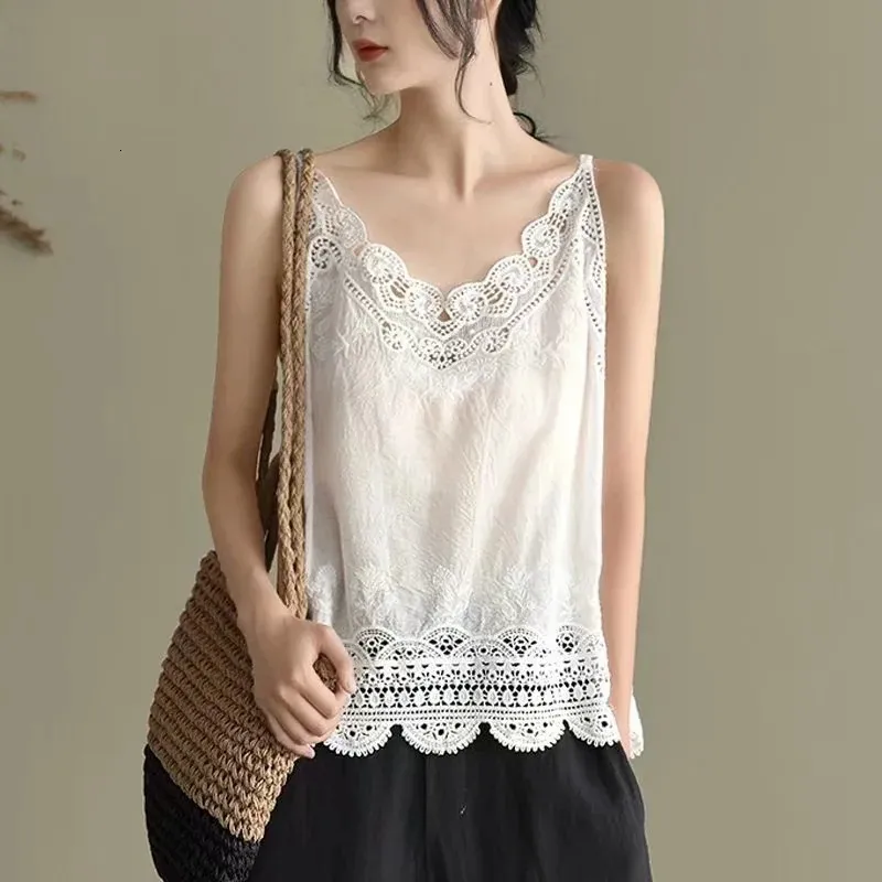 Camisoles Tanks Summer Lace Tank Top Women's Sexy Sexy Rooleseveless Fashion Women's Backless Camis White 230408