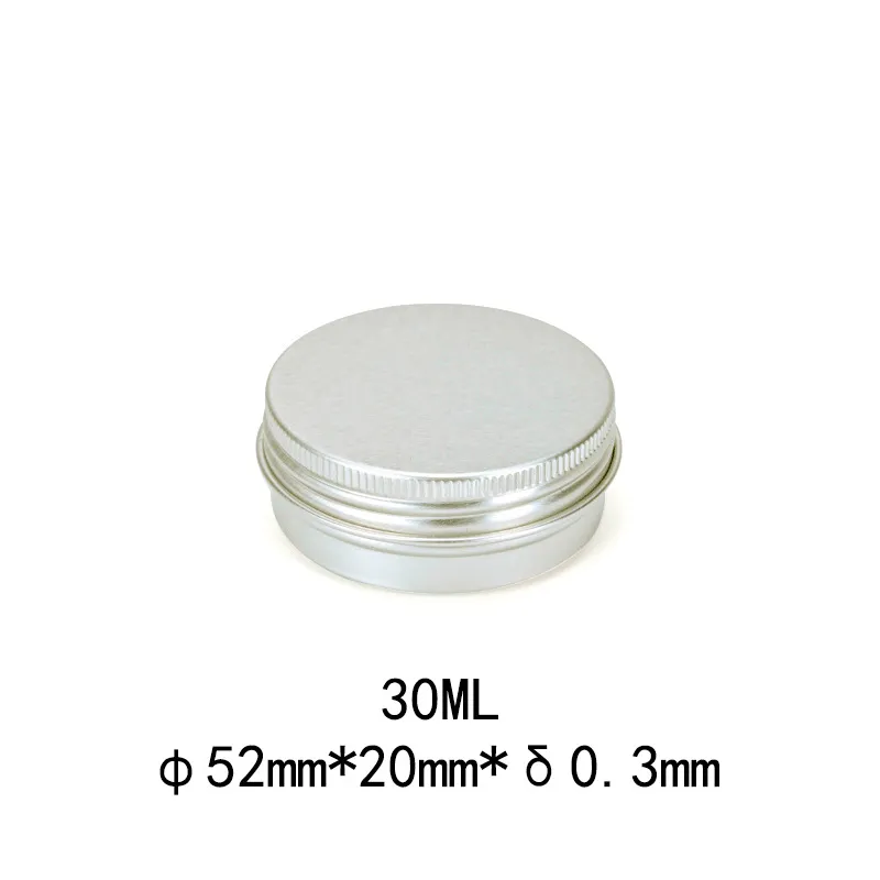 Tarro de embalaje de 30g, caja de aluminio portátil redonda vacía, latas de Metal, tarro de plata recargable para crema DIY, tetera, tarros de crema de aluminio de 30ml