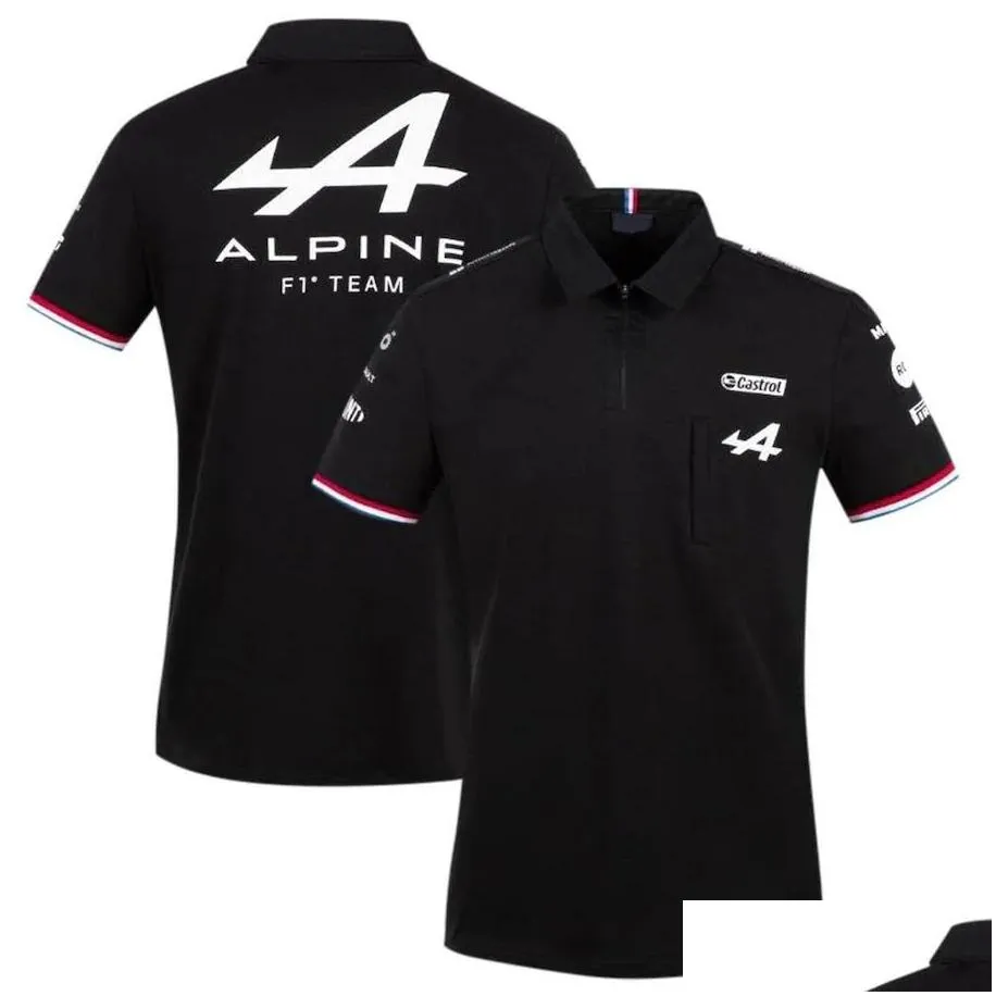 Polos pour hommes Vêtements de moto Motorsport Alpine F1 Team Araceing Tshirt Blanc Noir Teamline respirant Chemise à manches courtes Vêtements de fan de voiture Drop Personnalisable Fbdf