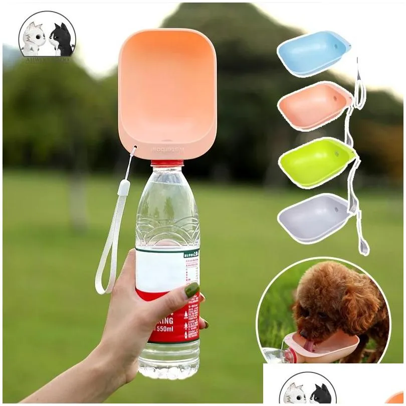 Bols pour chiens Mangeoires Bouteille d'eau de voyage Portable Doges pour animaux de compagnie Bouteilles d'eau potable pour chiens Chat Eau extérieure Bouteilles de bol Dhhgx