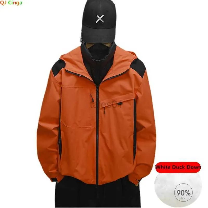 メンズジャケット高品質の冬のジャケットダウンメンズファッションウォームパーカーグリーンオレンジブルーブラウンコートオーバーコート男性アウターS-4XL 5xlzln231108