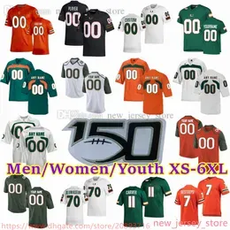 2023 Custom XS-6XL NCAA  Hurricanes Football Jersey 9 Tyler Van Dyke 21 Henry Parrish Jr. 84 Cam McCormick 88 Riley Williams 15 Tyler Harrell 30 Andres Borregales