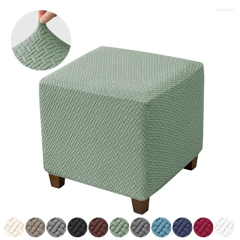 Chair Covers T Jacquard Ottoman Cover Elastic Spandex Stool Square Footrest All-inclusive Stretch Footstool Slipcovers Home