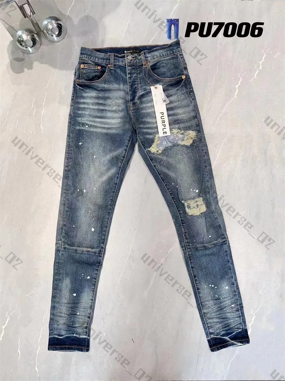 Herren Lila Jeans Designer Jeans Mode Distressed Ripped Bikers Damen Denim Cargo Für Männer Schwarze Hosen Rock Revival Jeans True Religiöse Männer Lila JeansZGQZ