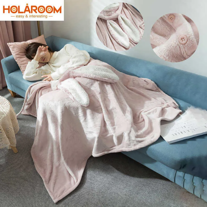 S Holaroom Wearable Cloak Flannel with with winder with w0408에 따뜻한 어린이 따뜻한 던지기 담요