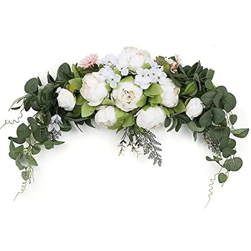 Dekoracyjne kwiaty wieńce Wedding Ark Artificial Swag Peony Flower Eukaliptus 30 -calowy kwiatowy wieniec do dekoracji