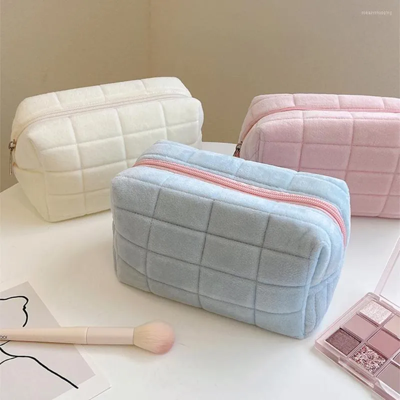 Large Capacity Plush Cosmetic Storage Bag Pencilcase Women Makeup Organizer Handbag Stationery Pencil Case Pen Box Supplies